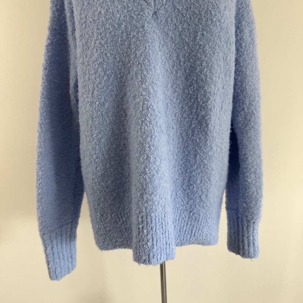 Aerie Teddy Boucle Knit Sweater S Light Blue Oversized Soft‎ Girl Cozy Lounge - Picture 4 of 12